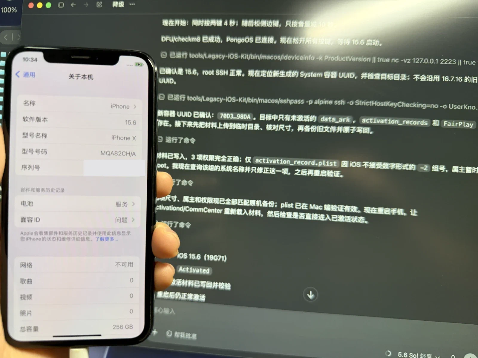 “关于本机”显示 iOS 15.6，序列号已做不可逆遮挡